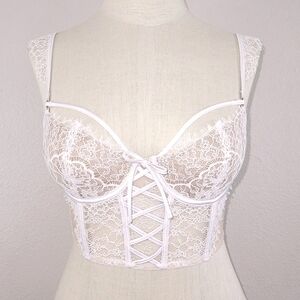 Victoria's Secret Wicked Lace Up Balconette Bustier Unlined Bra Dream Angels